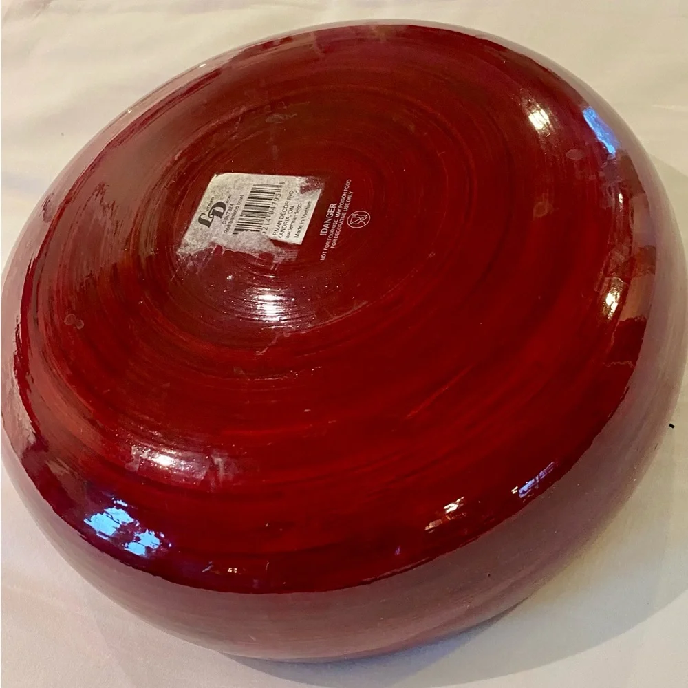 Vibrant Red Wood Decorative Bowl - Picture 3 of 3